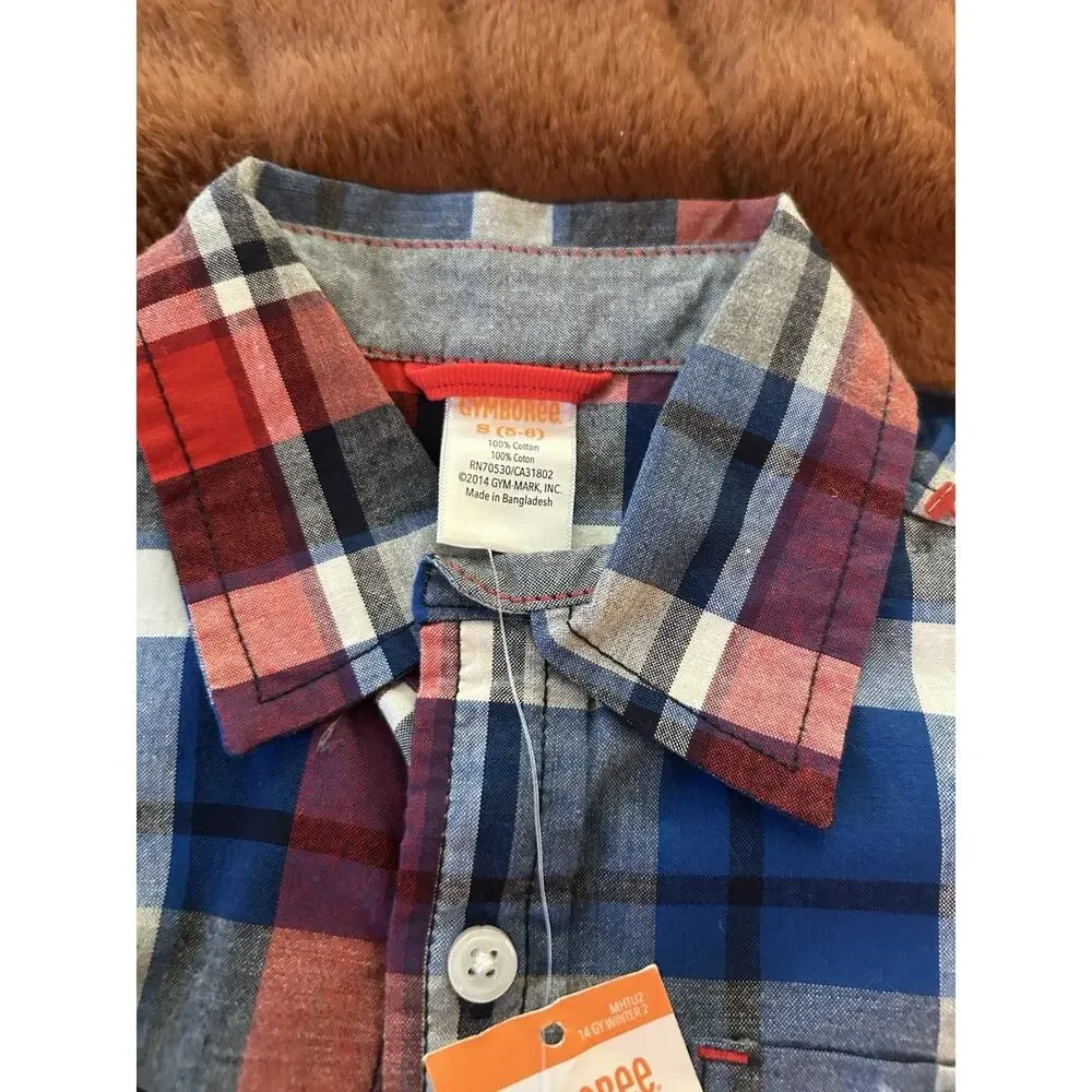 Gymboree Lot Boys 5-6Y Plaid Cotton Long Sleeve Collared Button-Up Shirts NWT